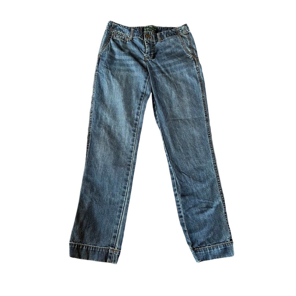 LRL Lauren Jeans Co Ralph Lauren Regular Wash Denim Straight Leg Jeans 4 Petite - Picture 1 of 7